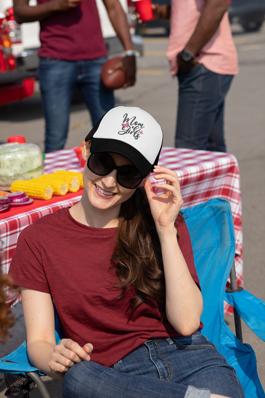 Mom of Girls Embroidered Foam Trucker Hat