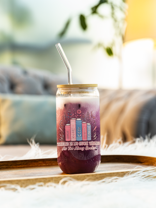 Book Lover Sipper Glass 16oz Drinkware for Readers, Eco-Friendly Straw, Perfect for Bookworms