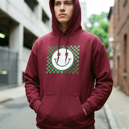 St. Patrick's Day Green Checker Smiley Hoodie
