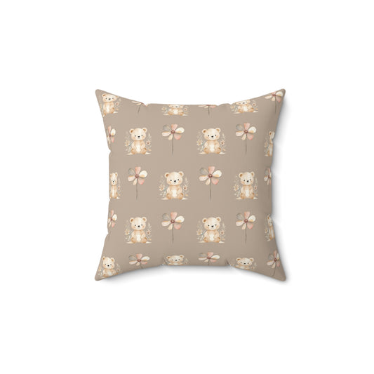 Cute Floral Bear Decorative Pillow for Cozy Spaces