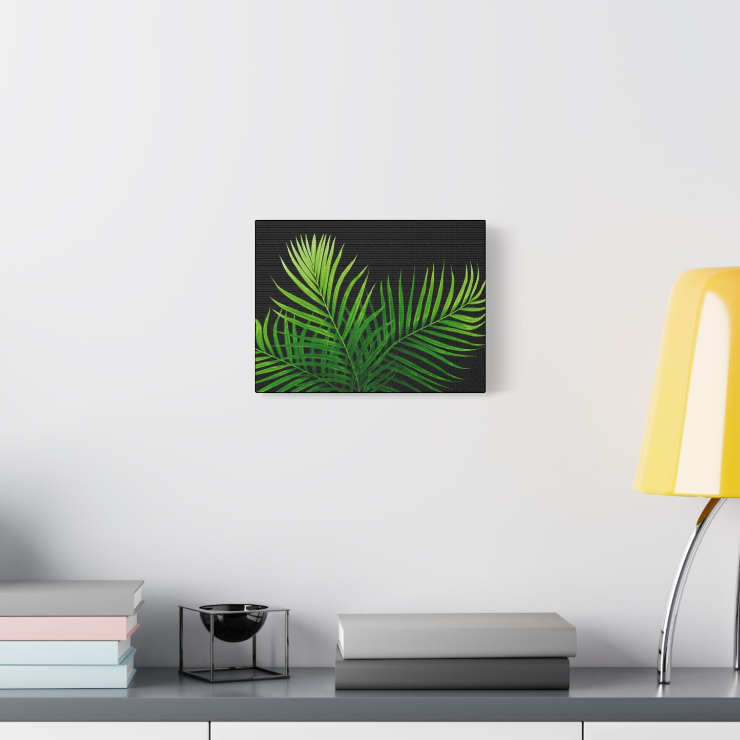 Tropical Leaf Matte Canvas Wall Art with a black background