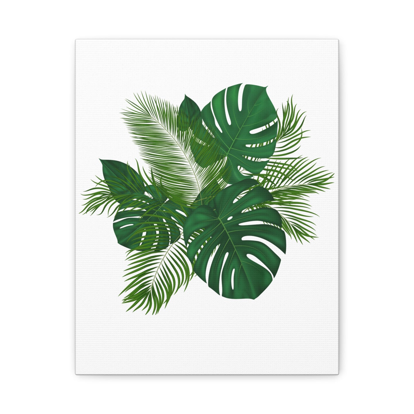 Palm Leaves White Background Matte Canvas