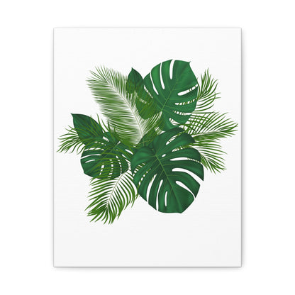 Palm Leaves White Background Matte Canvas