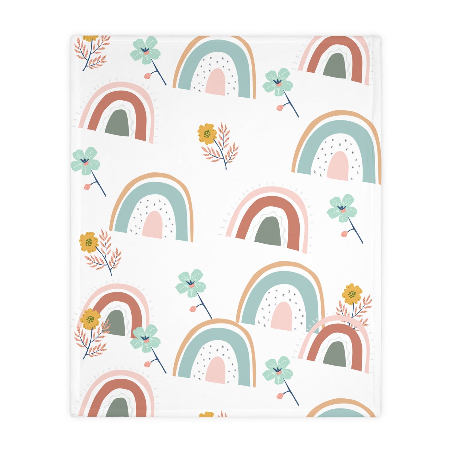 Colorful Rainbow Floral Velveteen Blanket - Cozy Two-Sided Print for All Seasons