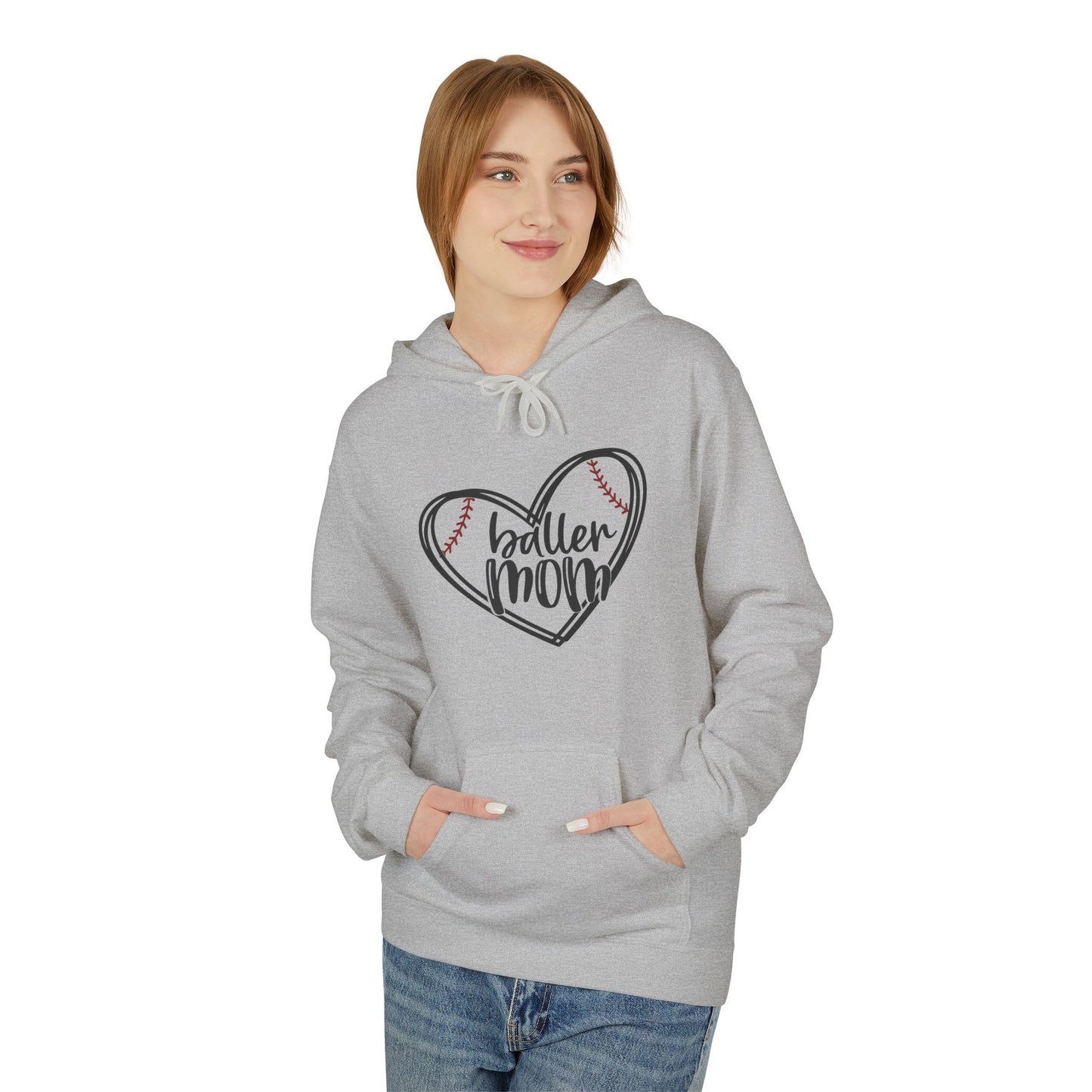 Baller Mom Fleece Hoodie - Cozy Midweight Sweatshirt for Sports Enthusiasts
