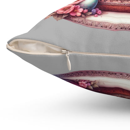 Easter Floral Cake Pillow - Vibrant Spun Polyester Decorative Cushion