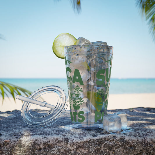 I'm a Succa for plants - Sunsplash Succulent Tumbler - 16oz Plant Lover's Travel Cup with Straw