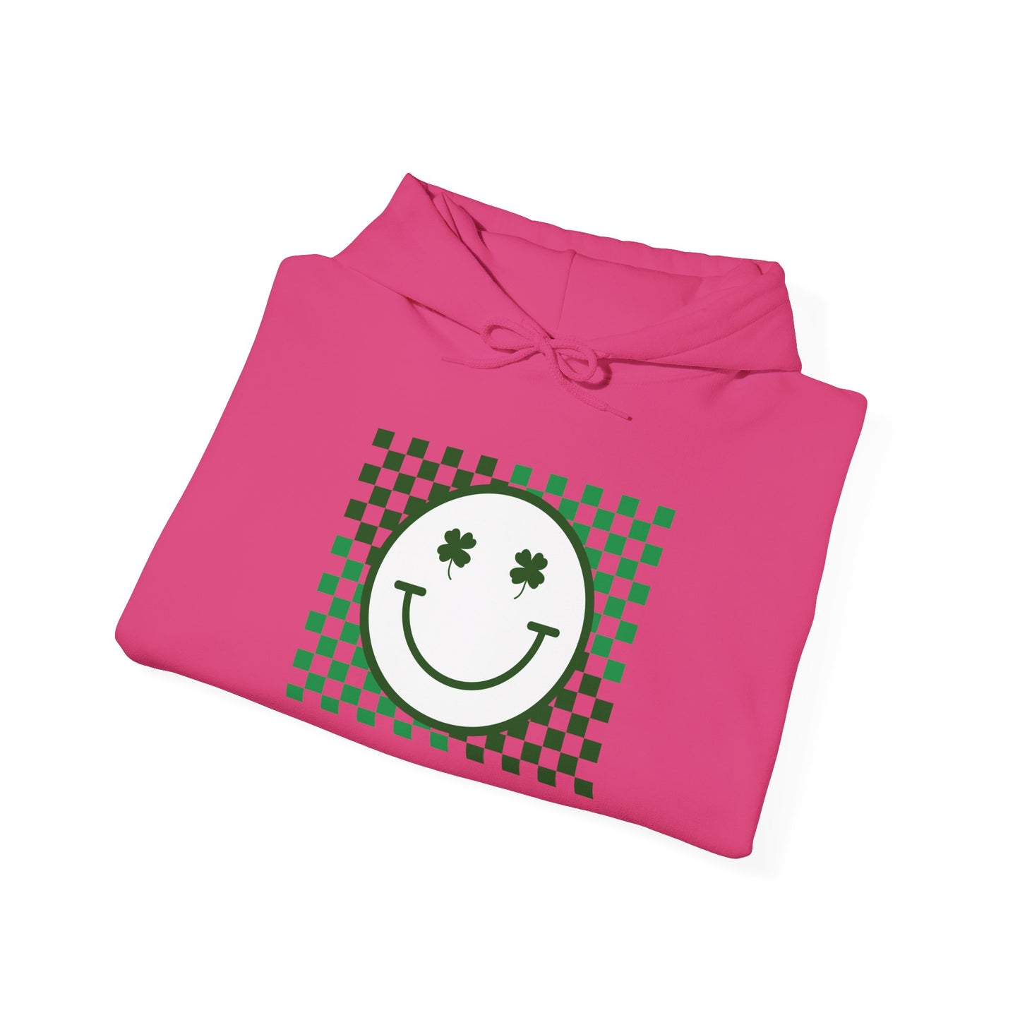 St. Patrick's Day Green Checker Smiley Hoodie