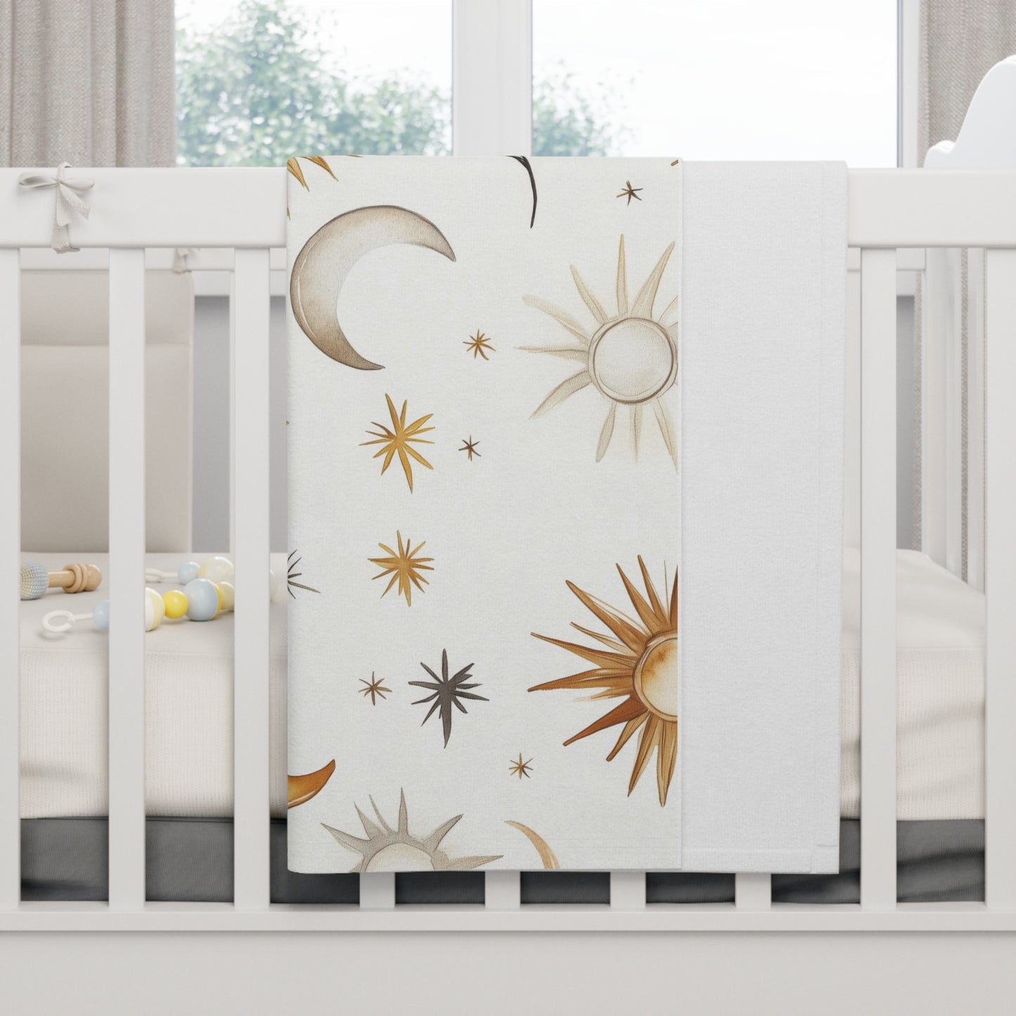 Cozy Star and Moon Design -Celestial Soft Fleece Baby Blanket