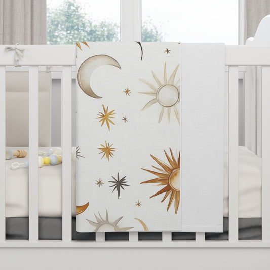 Cozy Star and Moon Design -Celestial Soft Fleece Baby Blanket