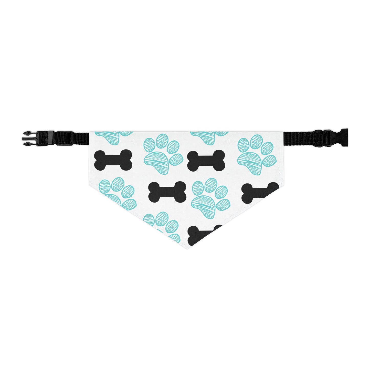 Cute Pet Bandana Collar with Bones and Paws Design