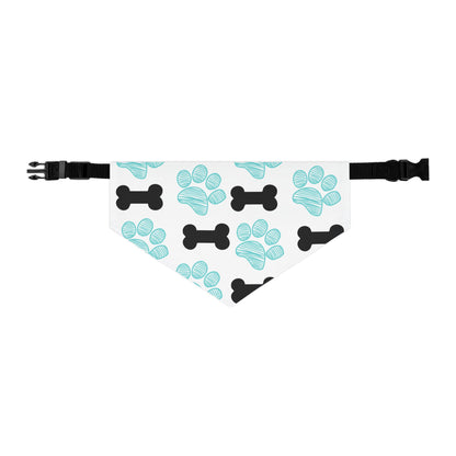 Cute Pet Bandana Collar with Bones and Paws Design