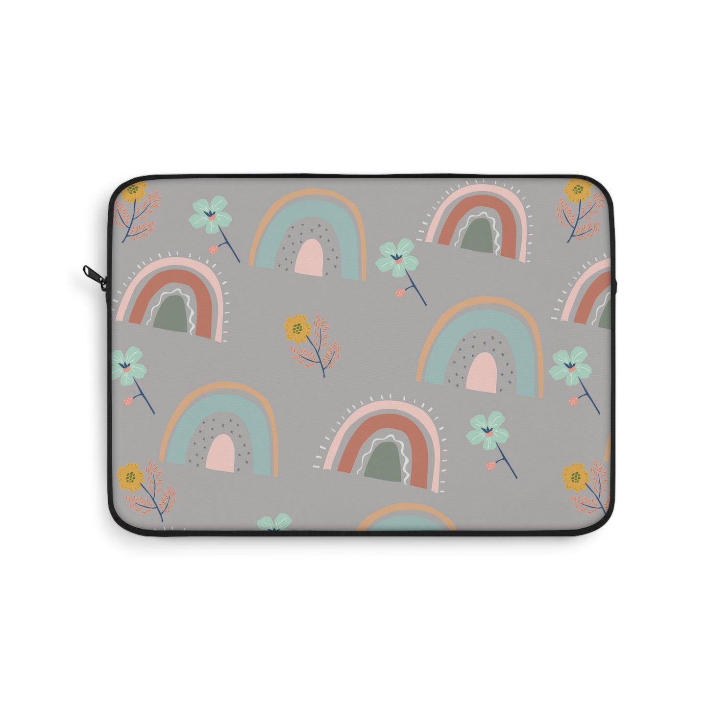 Colorful Rainbow Laptop Sleeve - Cute Floral Design for Everyday Use