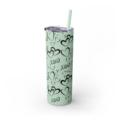 XOXO Hearts Skinny Tumbler with Straw - 20oz Love-Themed Drinkware