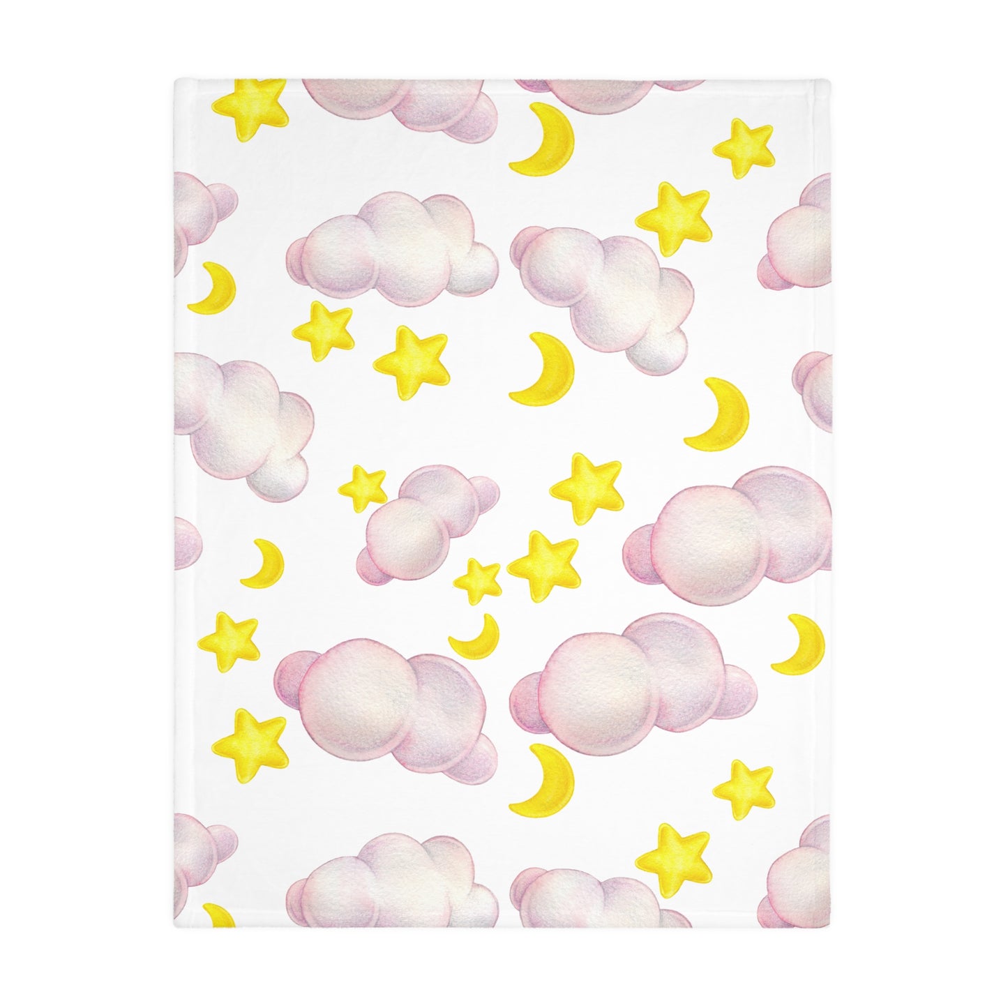 Cozy Celestial Microfiber Blanket - Two-Sided Cloud & Star Print