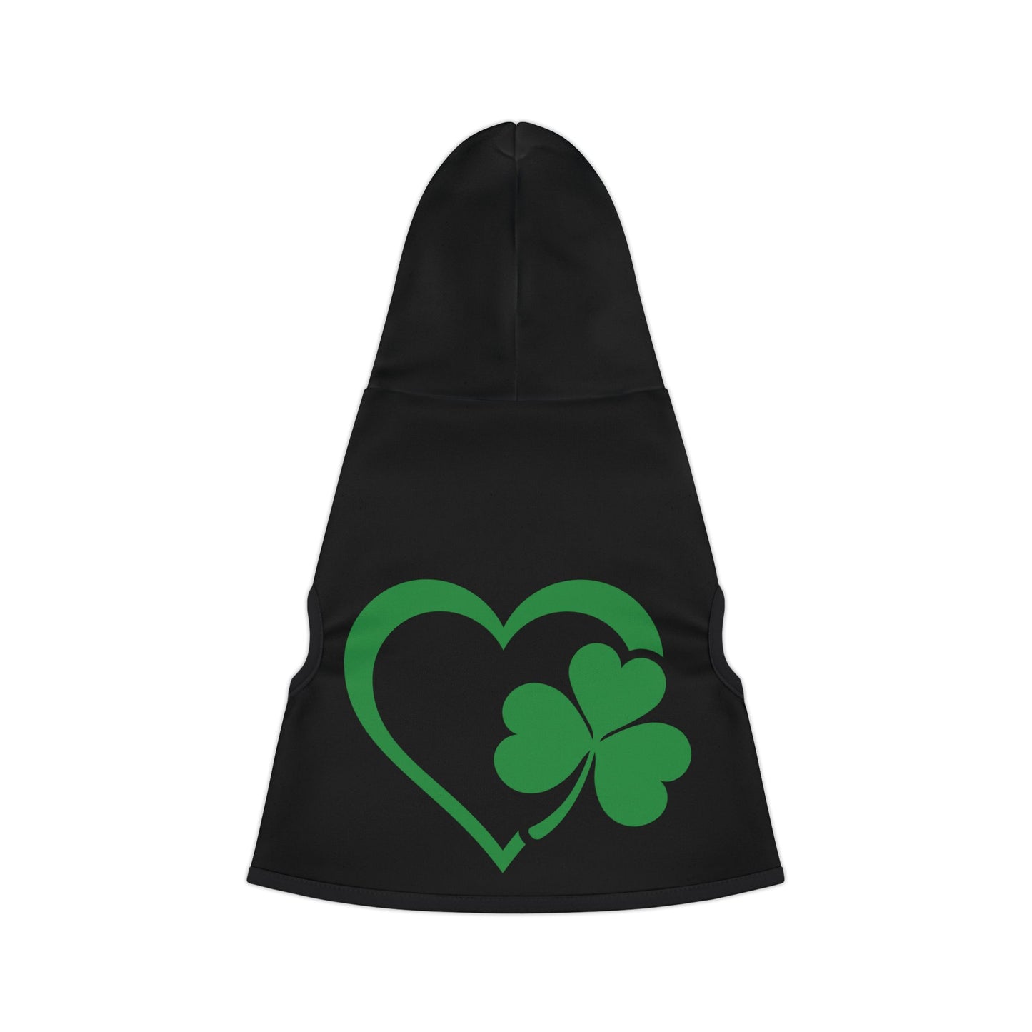 St. Patrick's Day Pet Hoodie with Heart & Shamrock Design