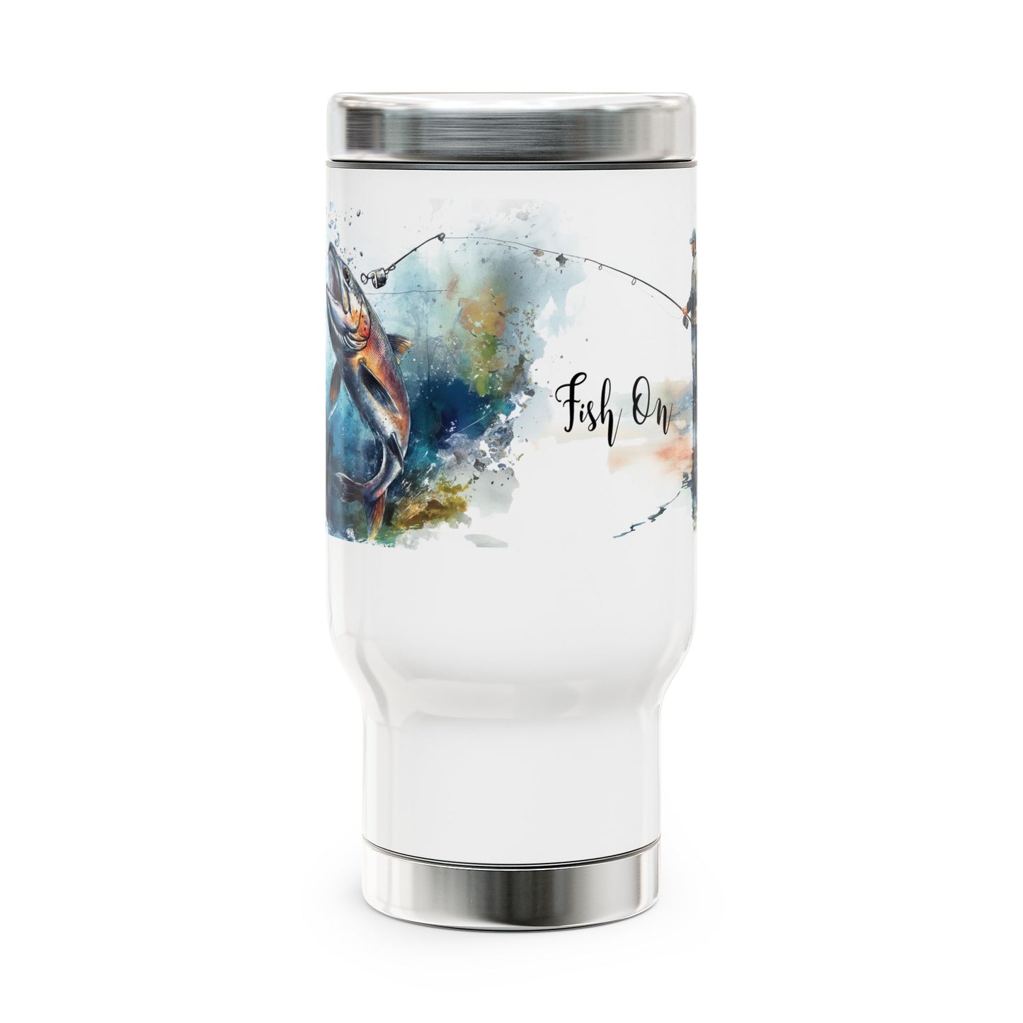"Fish On" Design - Stainless Steel Travel Mug,