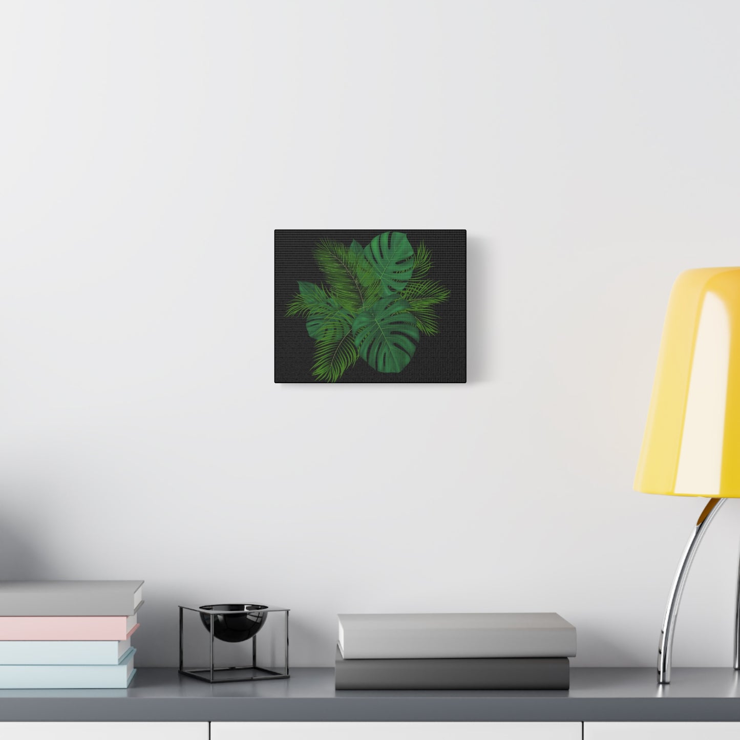 Canvas Art Palm Leaves with a black background