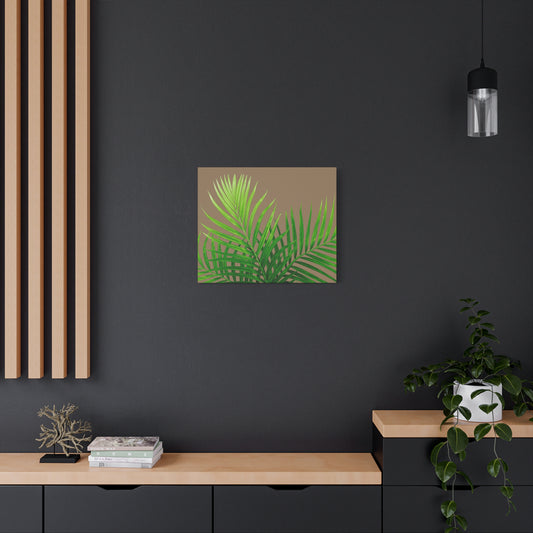 Tropical Leaf Matte Canvas Wall Art with a nude background