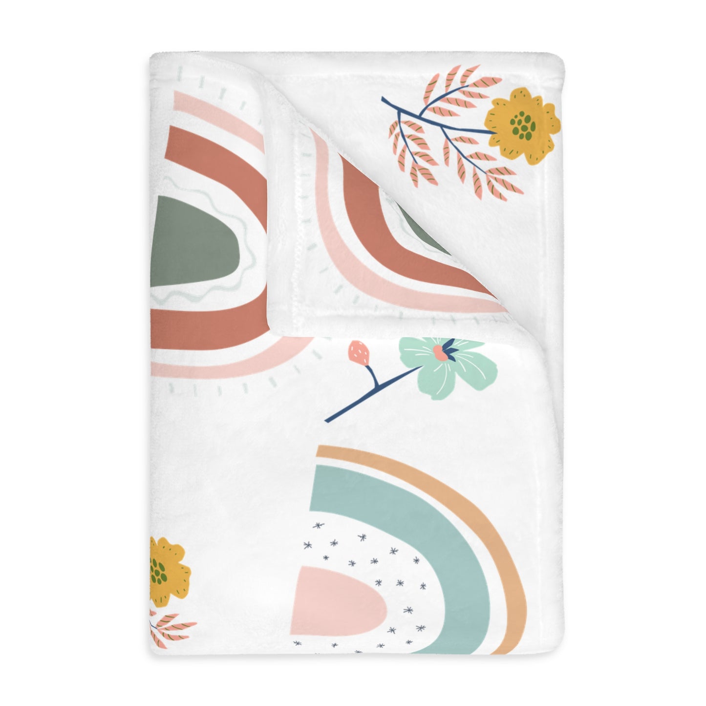 Colorful Rainbow Floral Velveteen Blanket - Cozy Two-Sided Print for All Seasons