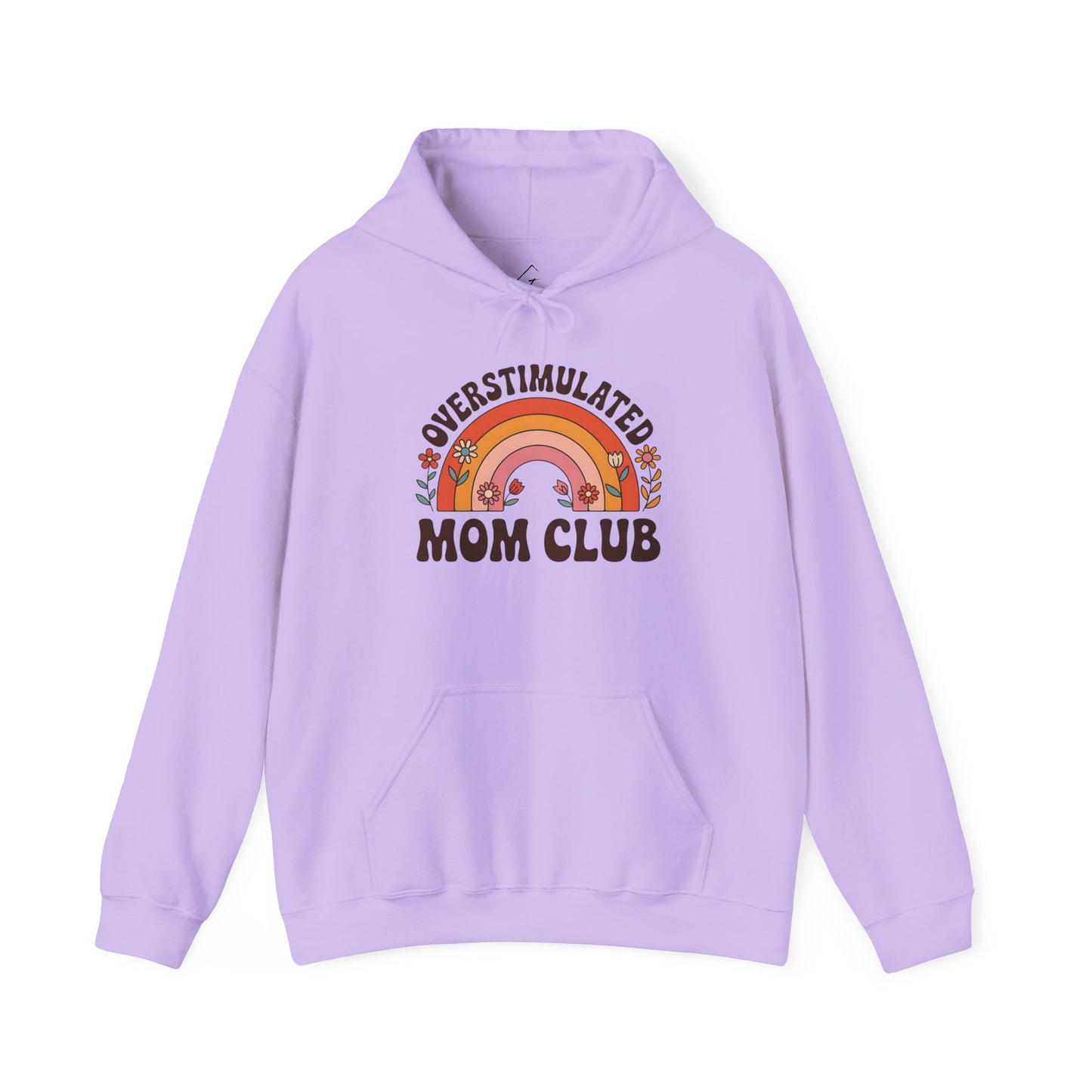 Overstimulated Mom Club Hoodie — Retro Rainbow Mom Sweatshirt