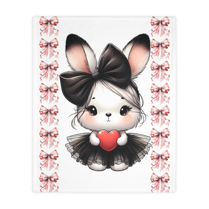 Cute Bunny Love Velveteen Blanket - Two-Sided Print for Cozy Decor