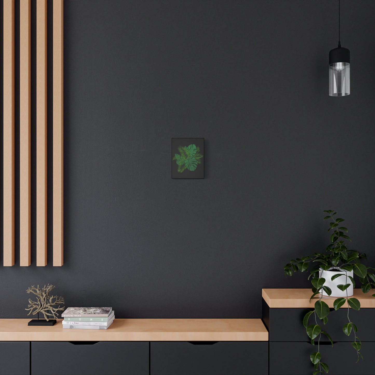 Canvas Art Palm Leaves with a black background