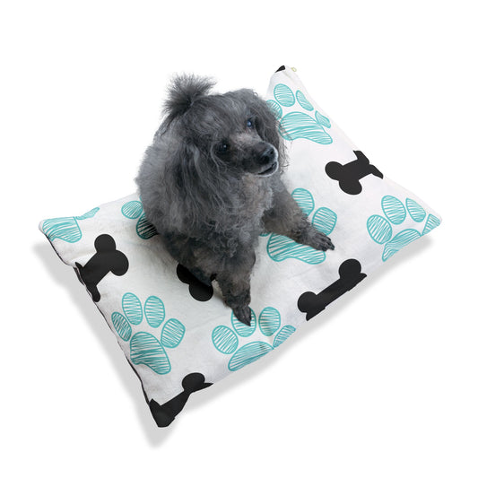 Stylish Pet Bed with Bone and Paw Print Design for Dogs and Cats