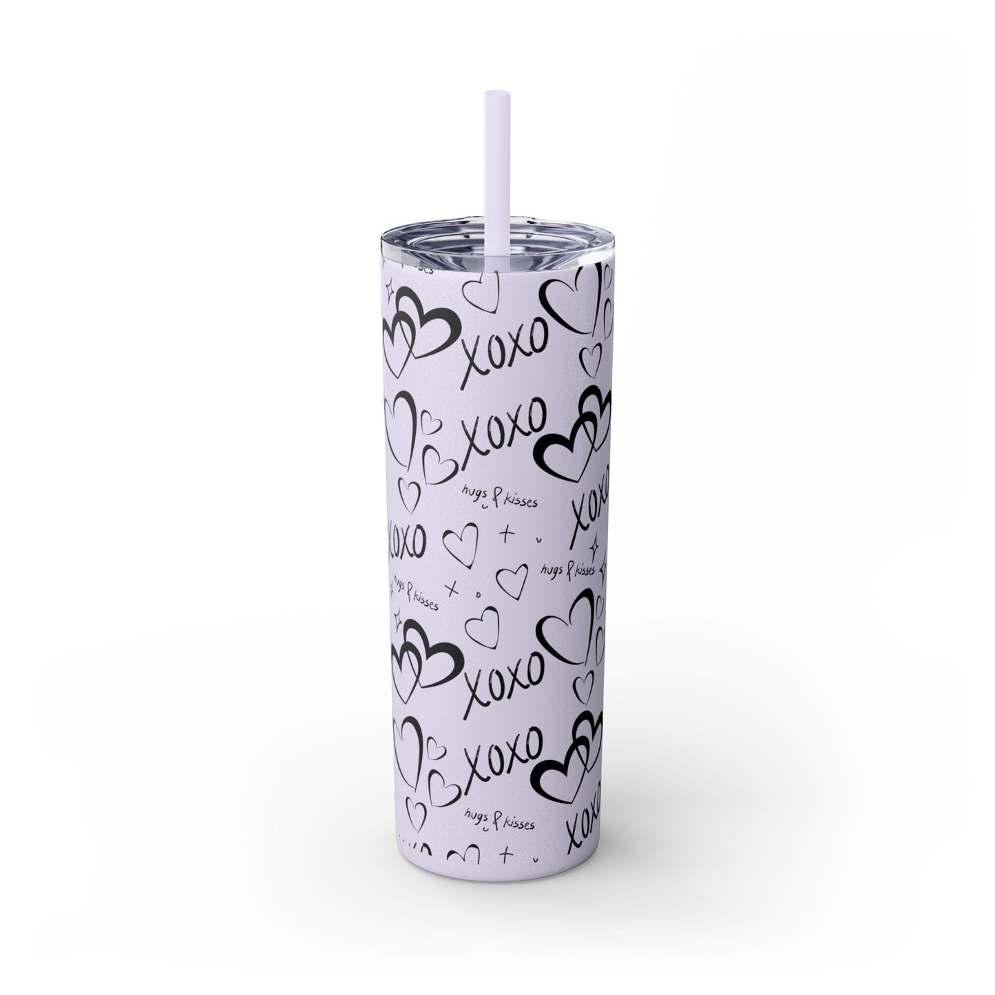 XOXO Hearts Skinny Tumbler with Straw - 20oz Love-Themed Drinkware