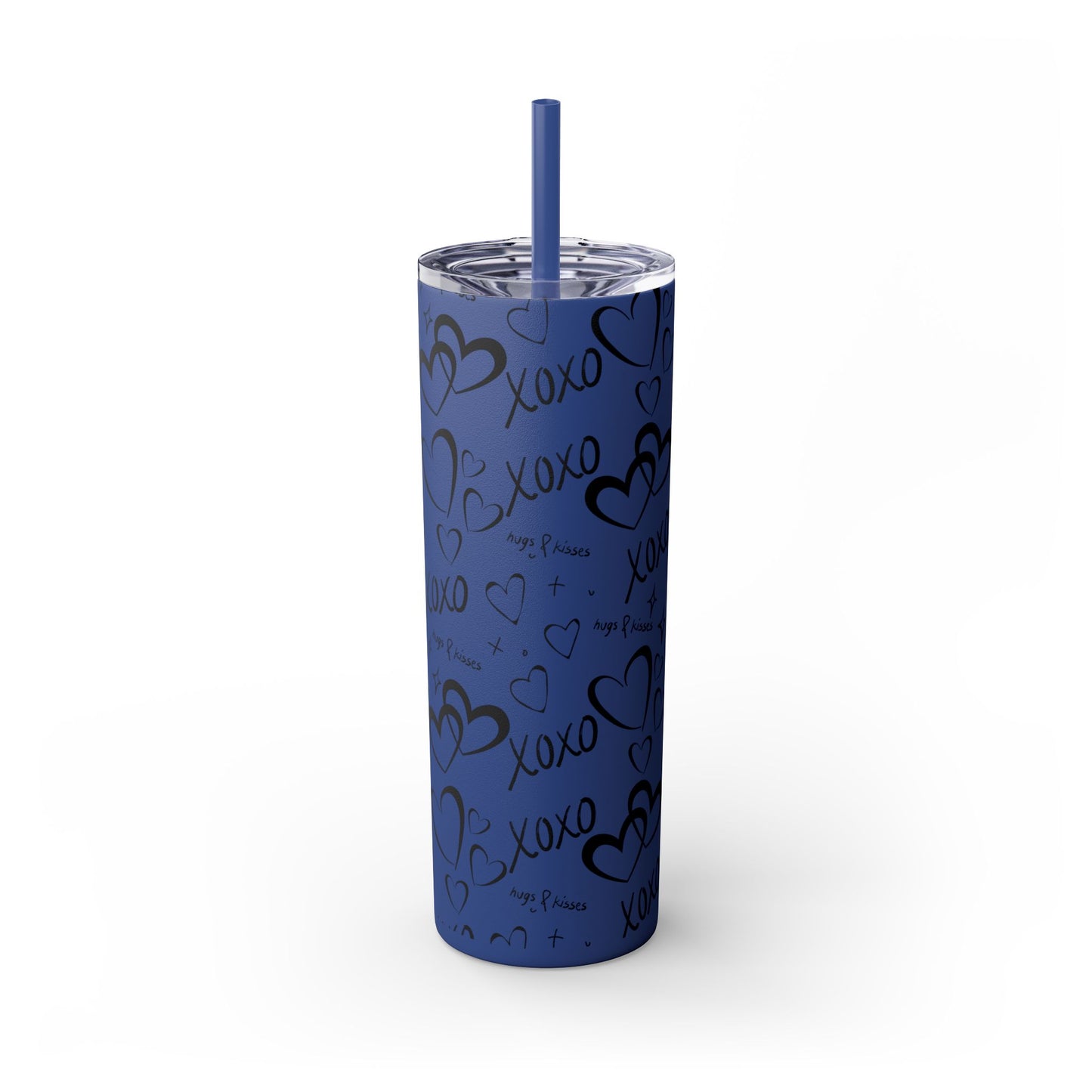 XOXO Hearts Skinny Tumbler with Straw - 20oz Love-Themed Drinkware