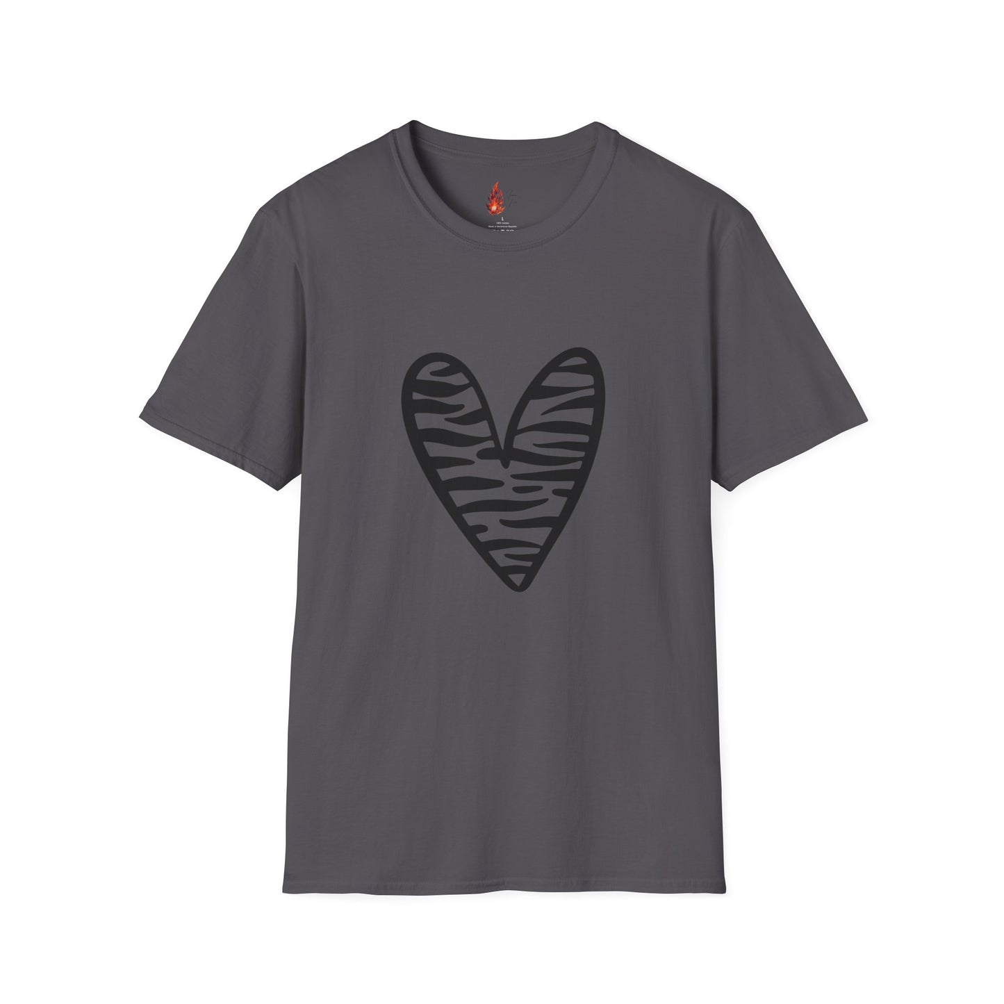 Zebra Heart Unisex Softstyle T-Shirt - Trendy Casual Wear for Animal Lovers