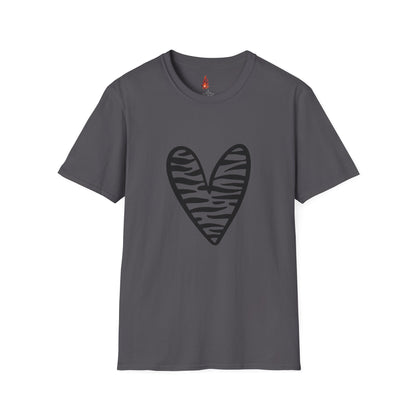 Zebra Heart Unisex Softstyle T-Shirt - Trendy Casual Wear for Animal Lovers