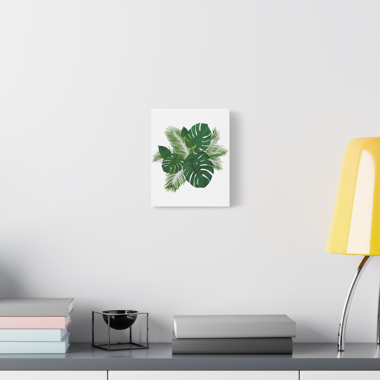 Palm Leaves White Background Matte Canvas
