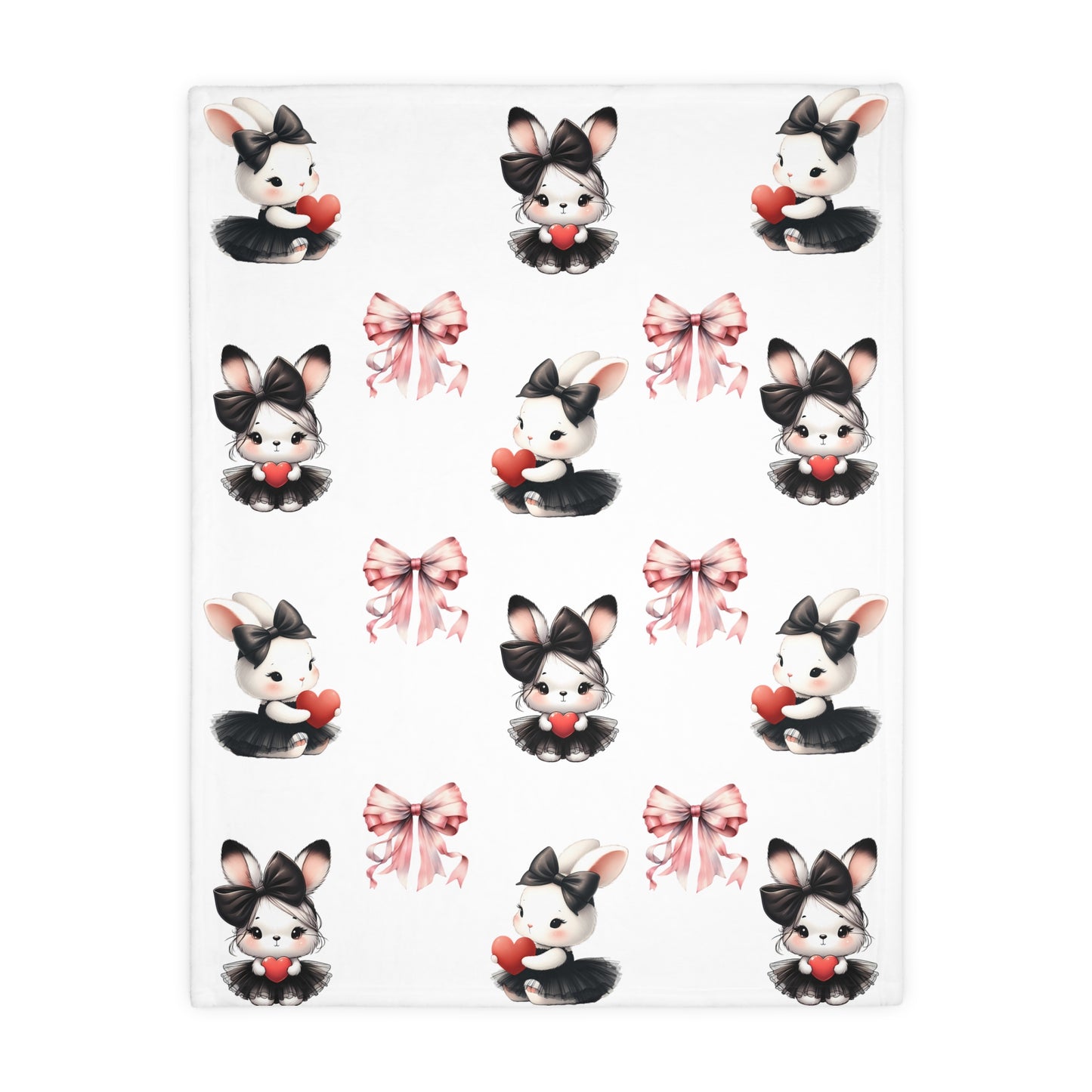 Cute Bunny Love Velveteen Blanket - Two-Sided Print for Cozy Decor
