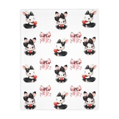 Cute Bunny Love Velveteen Blanket - Two-Sided Print for Cozy Decor