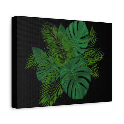 Canvas Art Palm Leaves with a black background