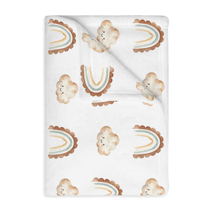 Cozy Rainbow Velveteen Microfiber Blanket - Soft, Two-Sided Design for Kids & Adults