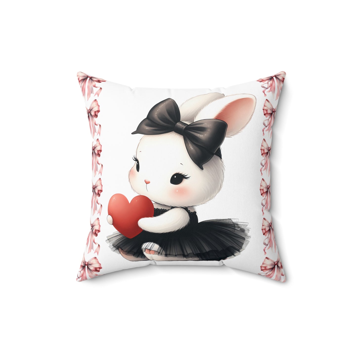 Cute Bunny Love Square Pillow - Adorable Home Decor for Kids & Spring Celebrations