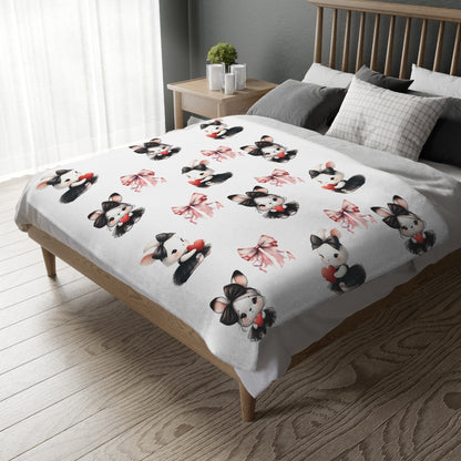 Cute Bunny Love Velveteen Blanket - Two-Sided Print for Cozy Decor