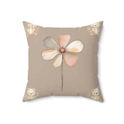 Cute Floral Bear Decorative Pillow for Cozy Spaces
