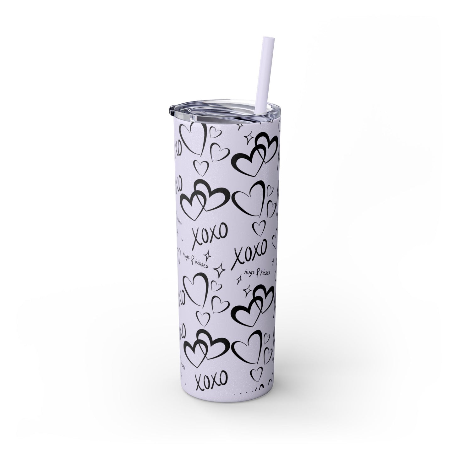 XOXO Hearts Skinny Tumbler with Straw - 20oz Love-Themed Drinkware