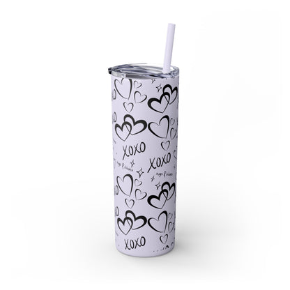 XOXO Hearts Skinny Tumbler with Straw - 20oz Love-Themed Drinkware