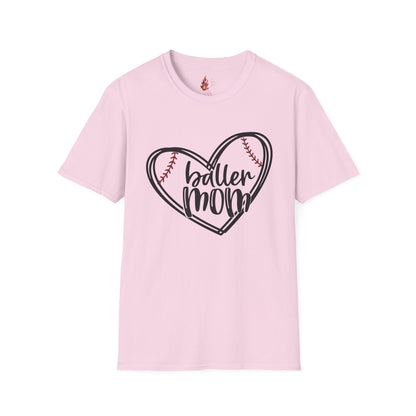 Baller Mom T-Shirt - Unisex Softstyle Tee for Sports Moms