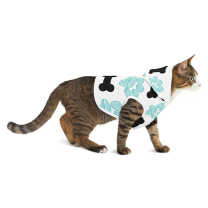 Stylish Pet Hoodie with Bone and Paw Print Design