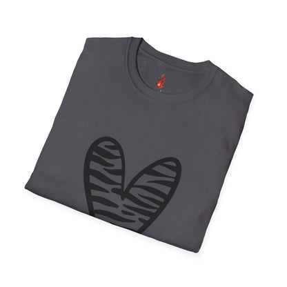 Zebra Heart Unisex Softstyle T-Shirt - Trendy Casual Wear for Animal Lovers