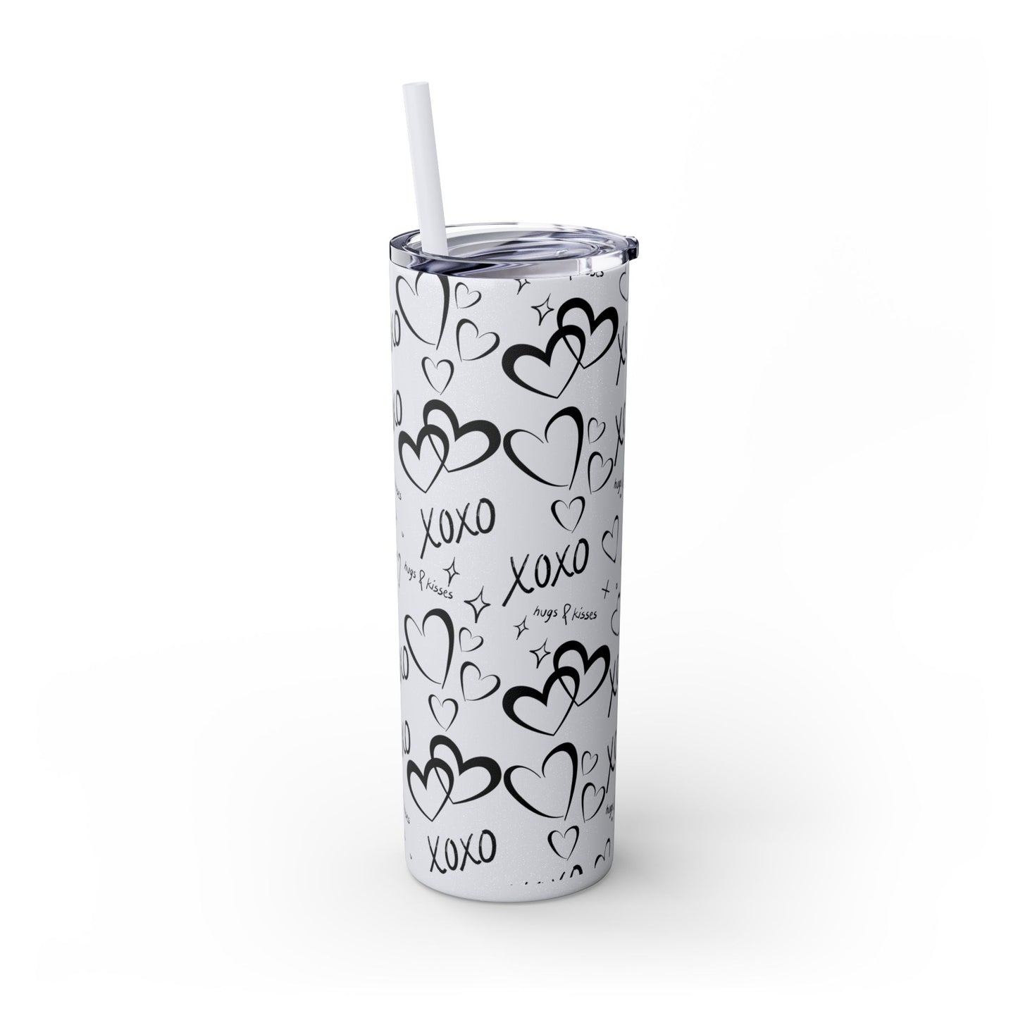 XOXO Hearts Skinny Tumbler with Straw - 20oz Love-Themed Drinkware