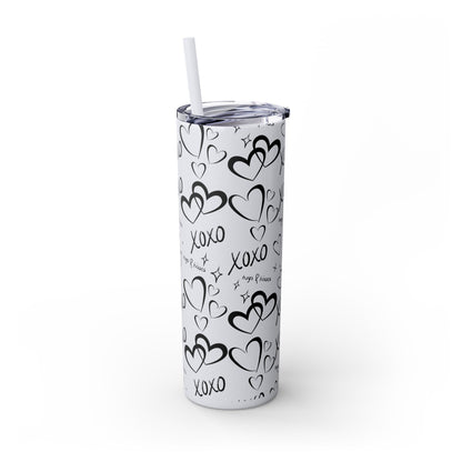 XOXO Hearts Skinny Tumbler with Straw - 20oz Love-Themed Drinkware