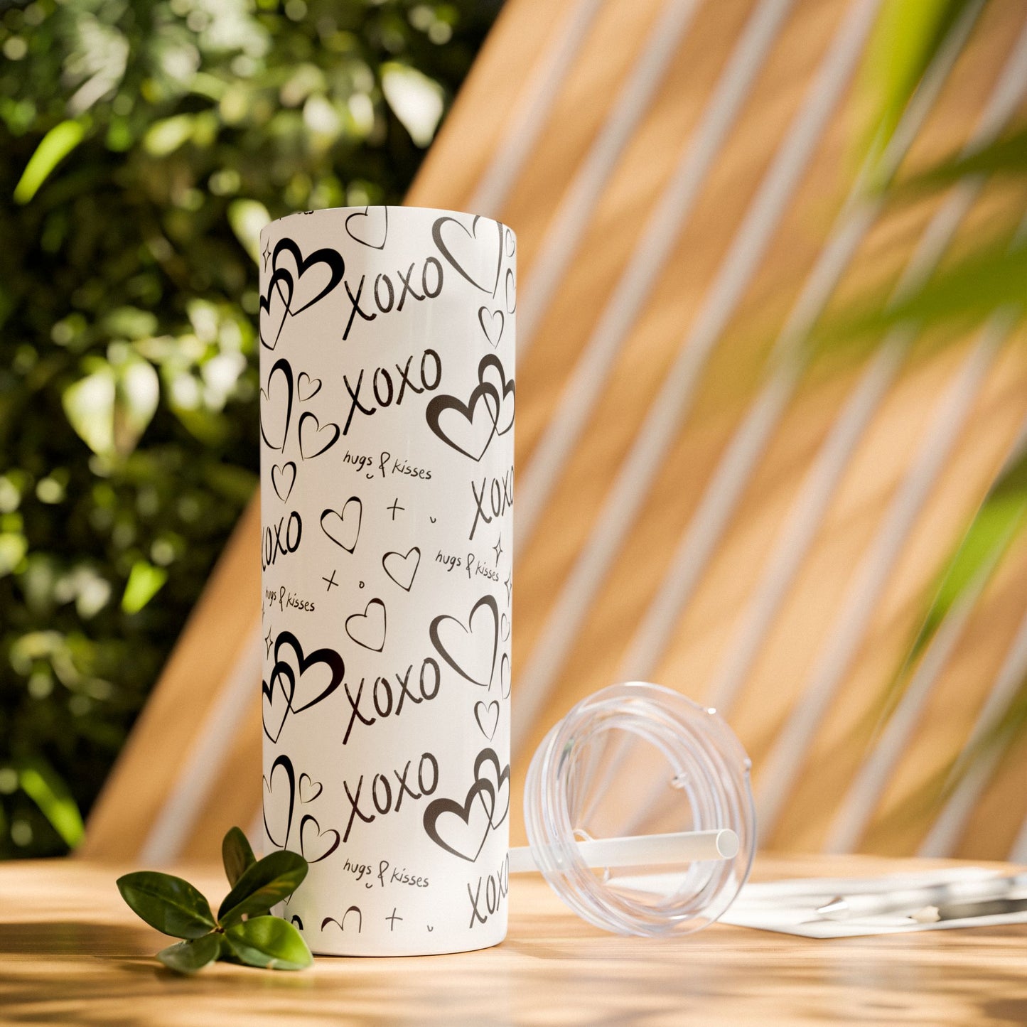 XOXO Hearts Skinny Tumbler with Straw - 20oz Love-Themed Drinkware