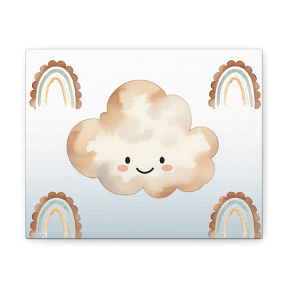 Whimsical Cloud Canvas Gallery Wraps - Playful Wall Art with Rainbows