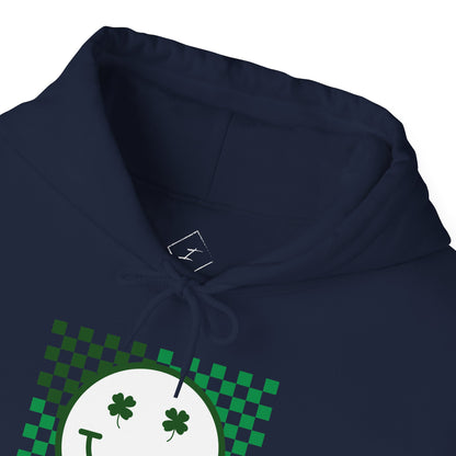 St. Patrick's Day Green Checker Smiley Hoodie
